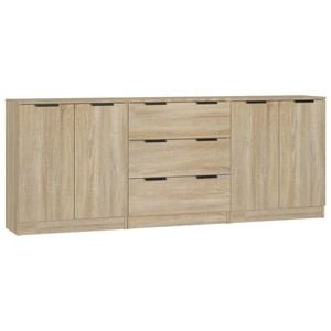 vidaXL Sideboards 3 Piece Sonoma Oak Engineered Wood Cupboard Home Organiser