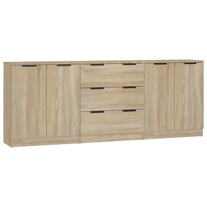 vidaXL Sideboards 3 Piece Sonoma Oak Engineered Wood Cupboard Home Organiser