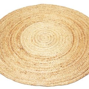 Handmade Round Jute Rug - Plain - Natural - 100x100