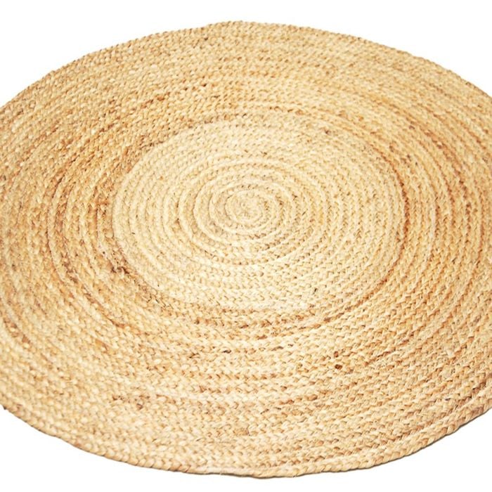 Handmade Round Jute Rug - Plain - Natural - 100x100