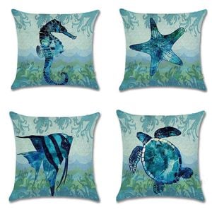 Catzon 4 Pcs Outdoor Beach Pillow Covers Soft Velvet Pillowcase for Sofa 40X40cm