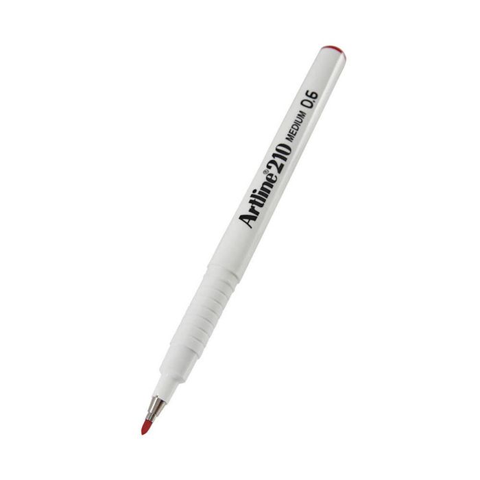 Artline Fineliner Medium Pen 0.6mm (Box of 12) (Red)