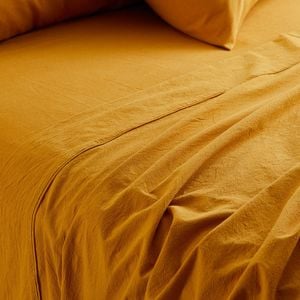 Stonewash Flat Sheet Mango King 285X260cm 100% Cotton MyHouse