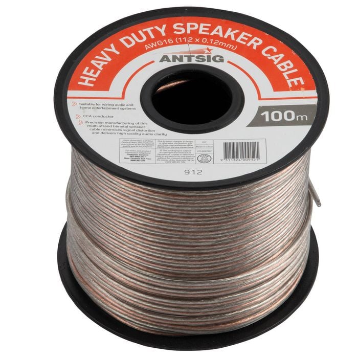 Antsig 100m Clear Speaker Cable Reel