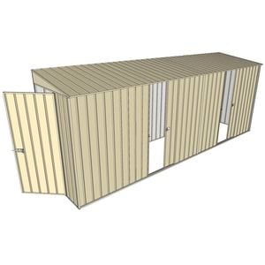 Build-A-Shed 1.2 x 5.2 x 2.0m Tunnel Shed Tunnel Hinged Door with 2 Sliding Side Doors - Cream