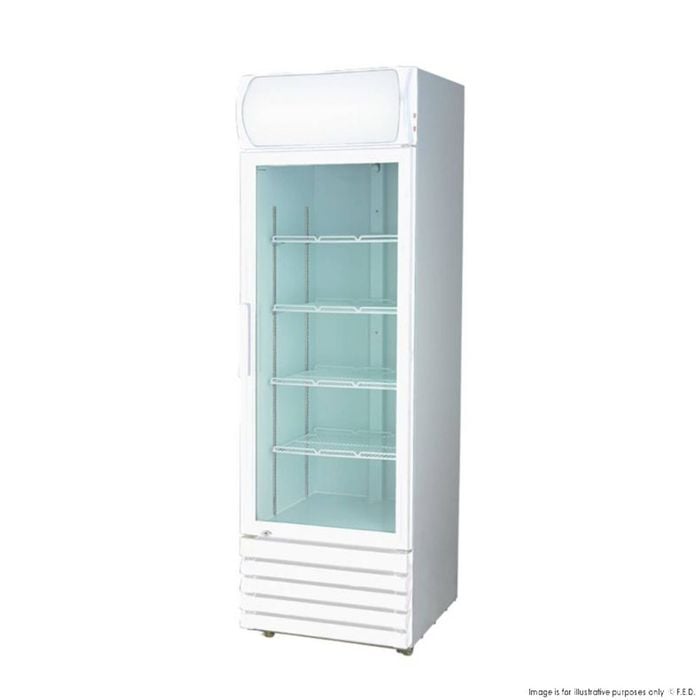 Thermaster LG-540P Single Glass Door Upright Drink Fridge White 540L