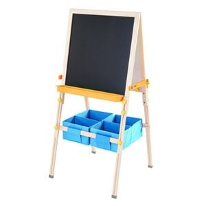 Teamson Kids Little Artist Vangogh Two-Sided Adjustable Wooden Easel with Storage Basket, Chalkboard, Whiteboard