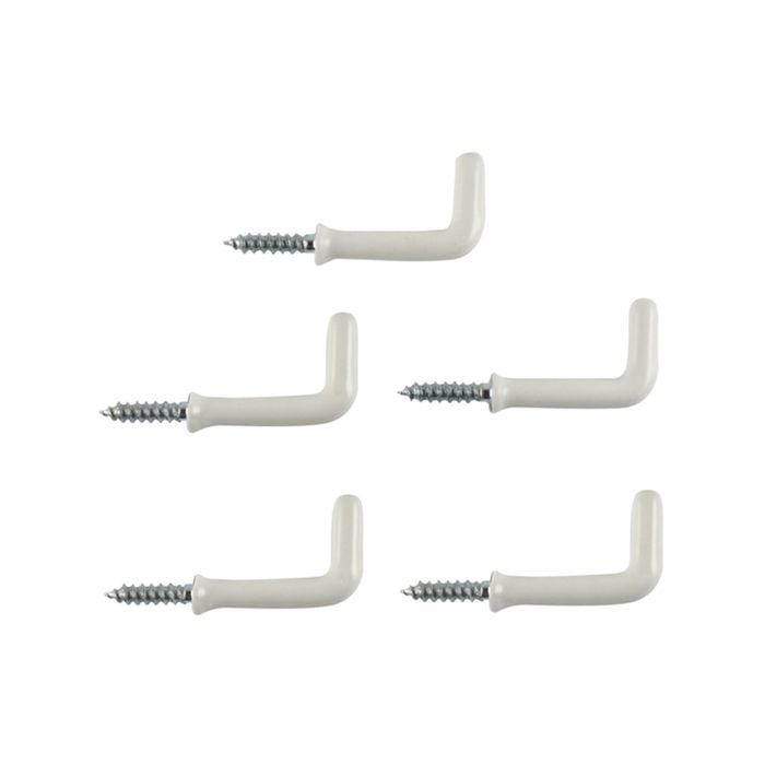 Everhang 25mm White PVC Coated Square Hook - 5 Pack