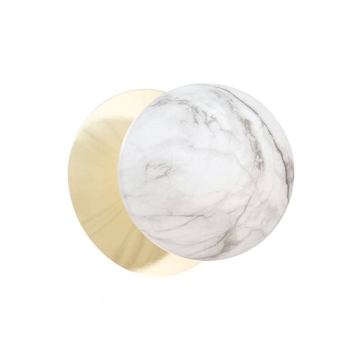Lexi Lighting Odessa Marble Opal Glass Led Wall Light With Gold Base - White/large