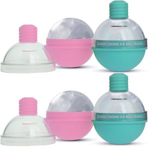 Rowdy Crowd Ice Ball Makers Set of 4 - Slow-Melting 5cm Sphere Moulds for Whisky, Gin & Cocktails