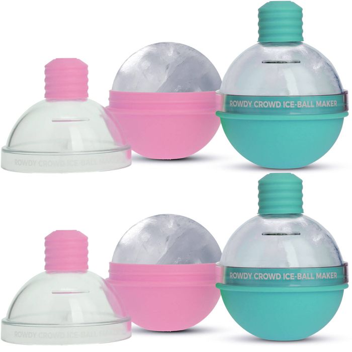Rowdy Crowd Ice Ball Makers Set of 4 - Slow-Melting 5cm Sphere Moulds for Whisky, Gin & Cocktails