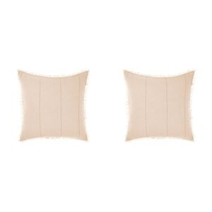 2PK Linen House Galicia European Blue/Sand Pillowcase 65x65cm - Pink