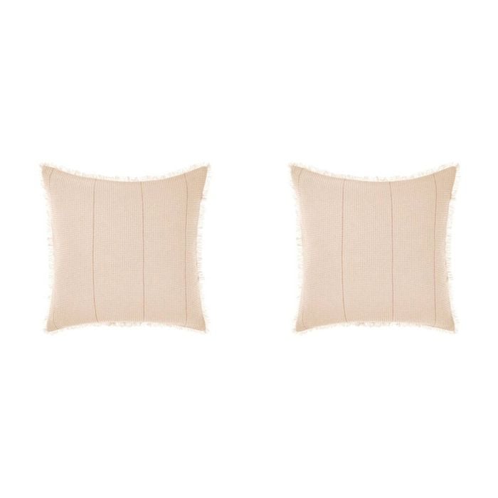 2PK Linen House Galicia European Blue/Sand Pillowcase 65x65cm - Pink