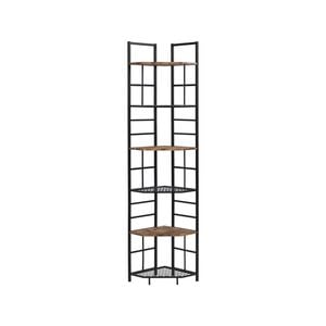 IHOMDEC Industrial 6-Tier Pentagon Corner Bookshelf, 194.5cmH Rustic Dark Brown