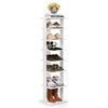 Costway 116cm 8-tier Single Shoe Rack Anti-toppling Narrow Shoe Storage Organizer White
