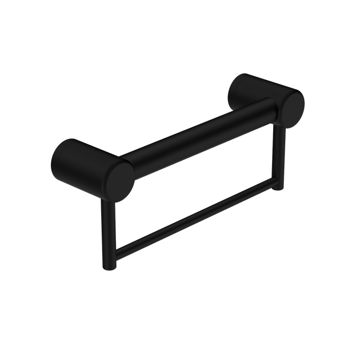 Nero 300mm Matte Black Mecca Care 32mm Grab Rail with Towel Holder