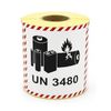 NLP 82x111White Thermal Transfer Label Battery Mark UN3480,500 per roll, 38mm core Single roll