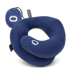 Catzon Neck Pillow for Travel Adjustable Head Chin Neck Support-DarkBlue(L)