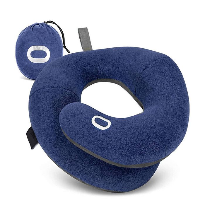 Catzon Neck Pillow for Travel Adjustable Head Chin Neck Support-DarkBlue(L)