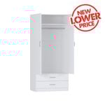 Practa 2 Door 2 Drawer Robe White - White