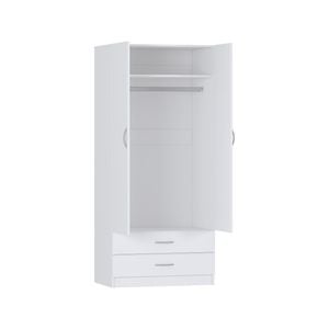Practa 800mm White 2 Door 2 Drawer Robe