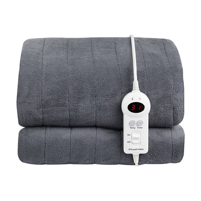 Russell Hobbs Soft Microfleece Heated Throw W/ 9 Heat Settings 180x130cm Grey