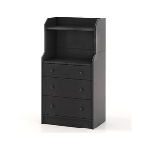 Costway 3-Drawer Storage Units 111cm Tallboy Organiser w/Shelves Black