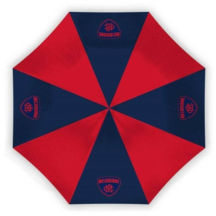 Afl Compact Umbrella - Melbourne Demons - Rain - Glovebox - 60cm Length W17cm