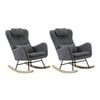 Oikiture 2x Rocking Chair Nursing Armchair Sherpa Chairs With 2 Pillow Grey