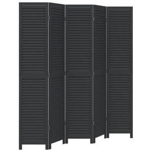 vidaXL Room Divider Privacy Screen Partition 5 Panels Black Paulownia