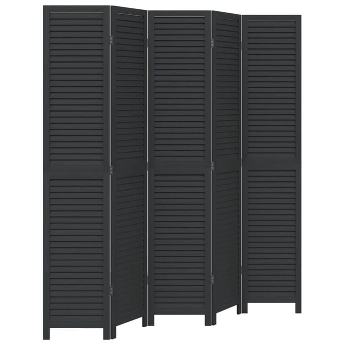 vidaXL Room Divider Privacy Screen Partition 5 Panels Black Paulownia