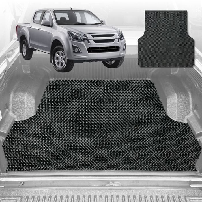 6D Diamond Ute Tub Mat for Isuzu D-Max Crew Cab RG 2020-Current (with factory plastic tub liner)-Black-Outback GT