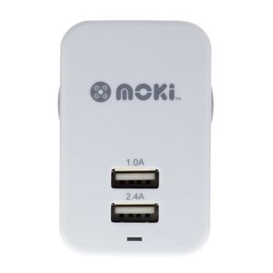 Moki Dual USB Wall Mobile Charger Universal Adaptor Power Plug Travel Adapter WH