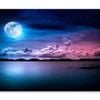 Landscape Of Sky with Full Moon on Sea  Print 100% Australian Made 75 x 50cm  (Stretched)