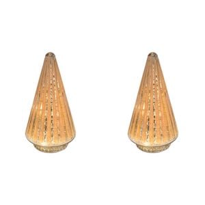 2PK LVD Glass/Metal Lantern LED Tree 19.5cm Christmas Decor - Peachy