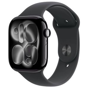 Apple Watch Series 11 GPS + Cellular 46mm Jet Black Aluminium Case w/ Black Sports Band (S/M)