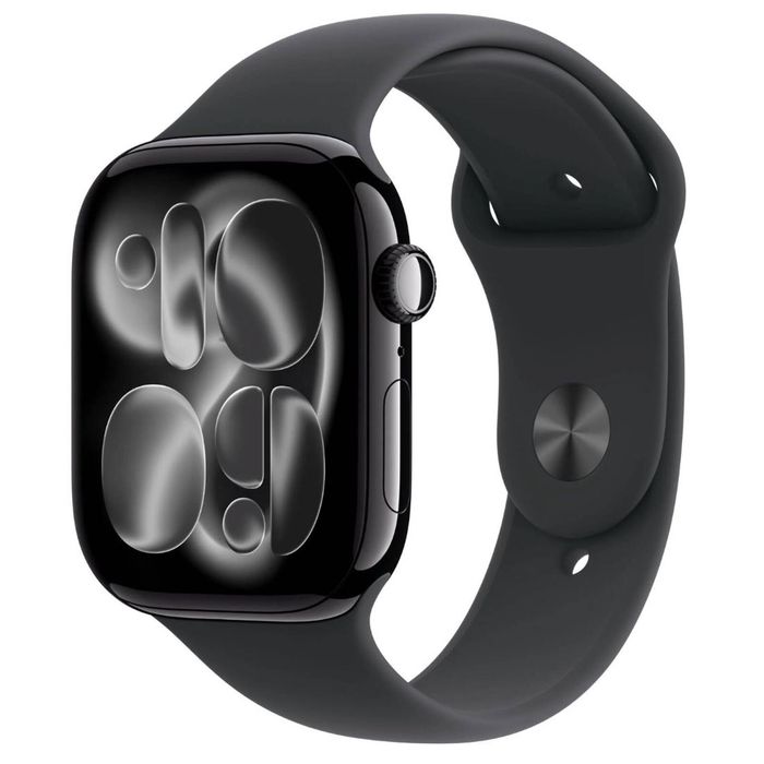 Apple Watch Series 11 GPS + Cellular 46mm Jet Black Aluminium Case w/ Black Sports Band (S/M)