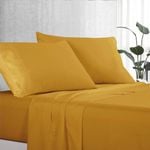 Luxton Pure Soft Plain Color 1000TC Bed Sheet Set (Yellow, Double)