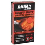 Rhino Heavy Duty Orange Nitrile Disposable Gloves Large