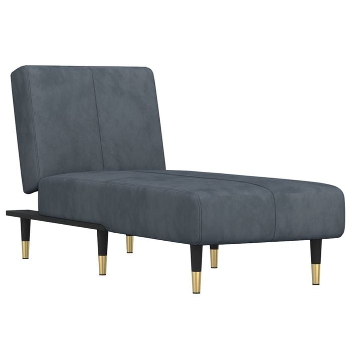 vidaXL Chaise Longue Reclining Chair Upholstered Lounge Sofa Dark Grey Velvet