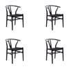 Ark Wishbone 4pc Set Dining Chair Replica Hans Wenger Beech Timber Wood Black
