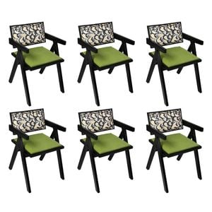 Levede 6Pcs Rattan Back dining Chairs - Green & Black