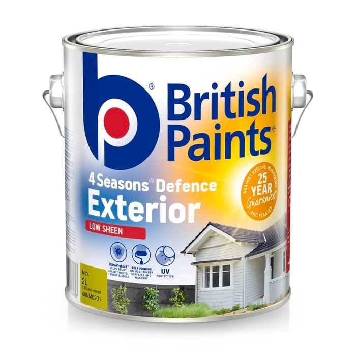 British Paints 4 Seasons Mid Base Low Sheen Exterior Paint - 2L