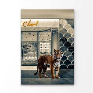 Elegant Fashion Store with Tiger Print 100% Australian Made 100x150cm (Stretched Canvas)