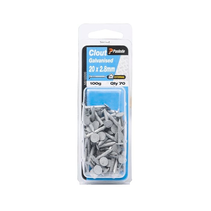 Paslode 20 x 2.8mm Galvanised Clout Nails - 70 Pack