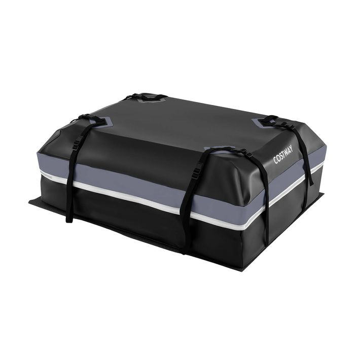 Costway Car Rooftop Cargo Carrier 450 L Waterproof Heavy-Duty PVC Roof Bag-Grey