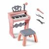 Costway 25key Kid Electric Piano Keyboard & Stool W/music Stand Pink