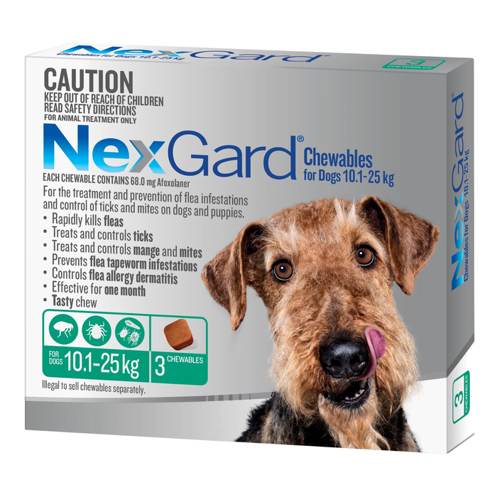 NexGard For Large Dogs (10.1-25kg) Green - 3 Months Supply
