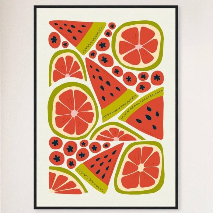 Galrie Vibrant Pineapple Print Wall Art from Abstract Fruit Collection for Kitchen Decor, Black Frame, 50 x 70cm (20 x 28inch)
