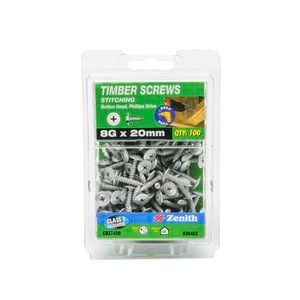 Zenith 8 - 15 x 20mm Galvanised Button Head Stitching Timber Screws - 100 Pack